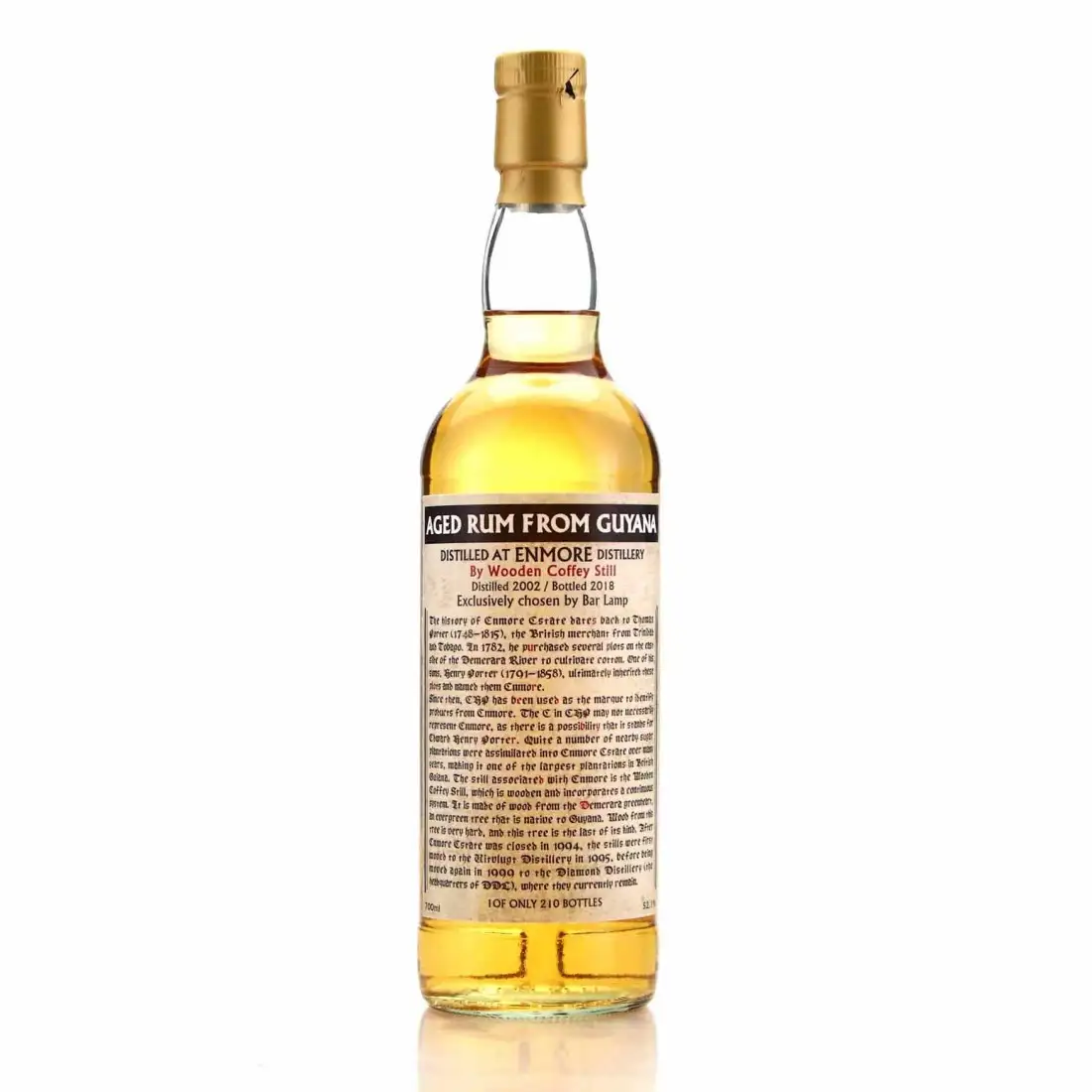 Rudder Enmore Aged Rum from Guyana (Bar Lamp) 2002