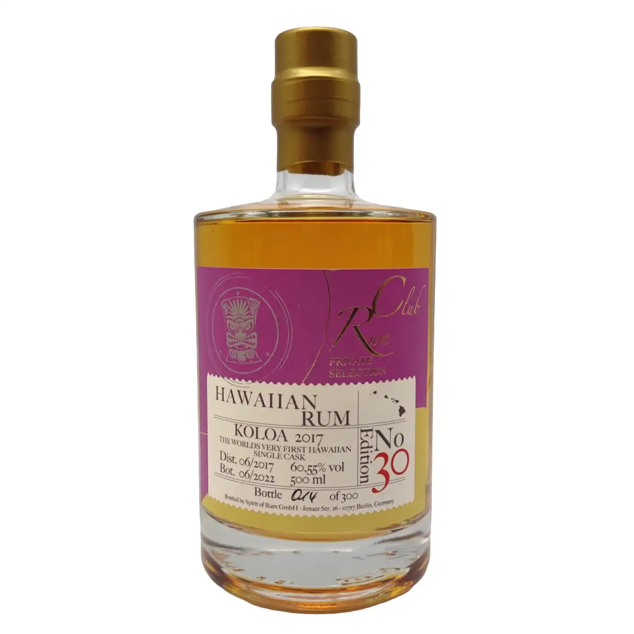 Koloa Rum Company Rumclub Private Selection Ed. 30 (Hawaiian Rum) 2017