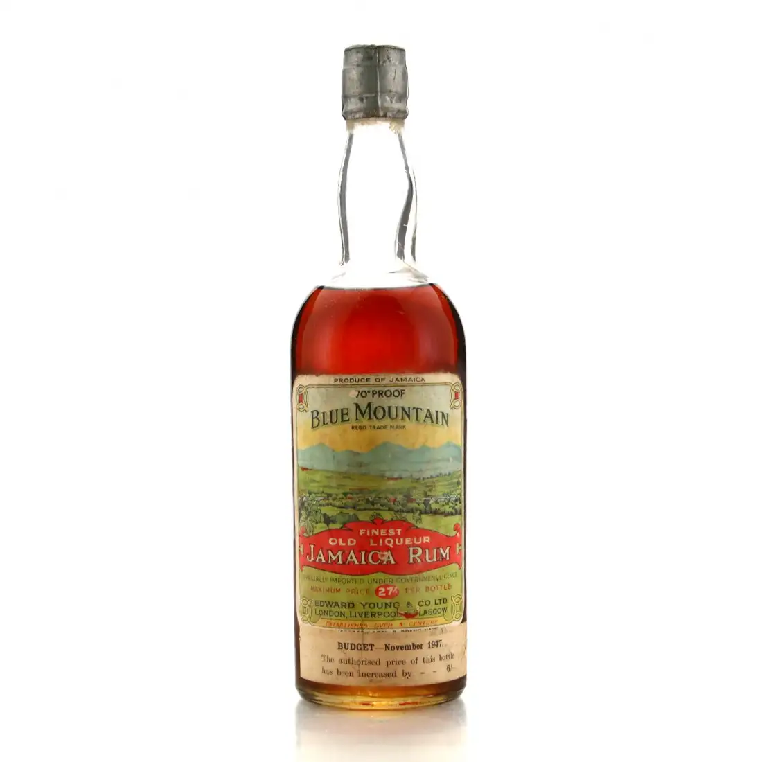 Edward Young & Co of London Blue Mountain (Finest Old Liqueur Jamaica Rum)