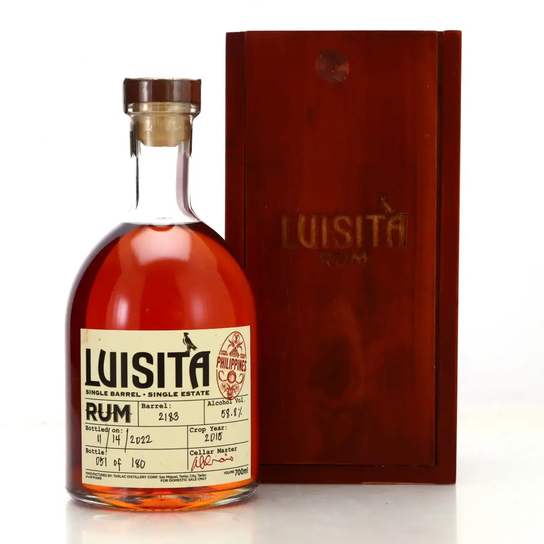 Tarlac Distillery Corp. Luisita Single Barrel Single Estate 2015