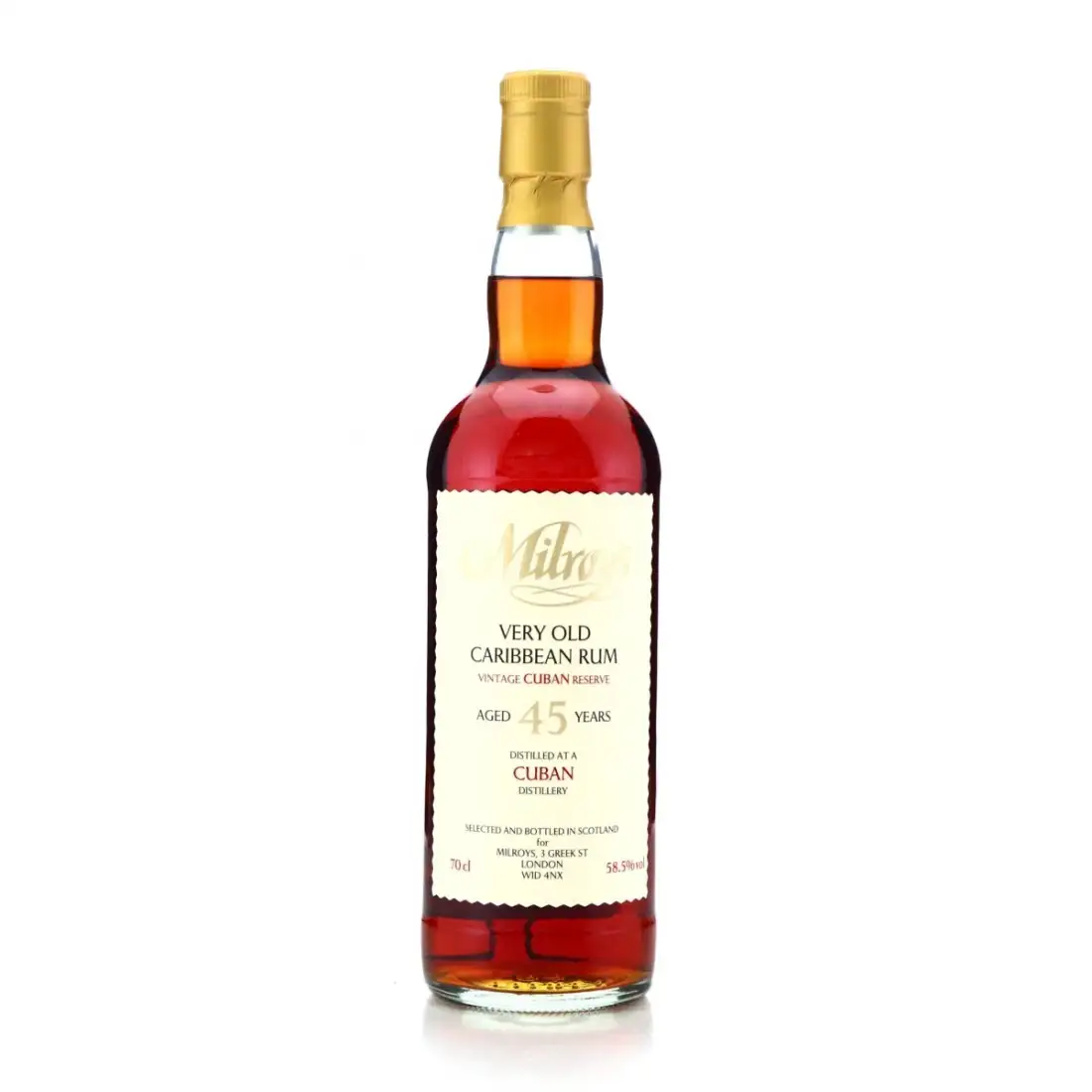 Milroy‘s Vintage Reserve Cuban Rum (Very Old Caribbean Rum) 1978