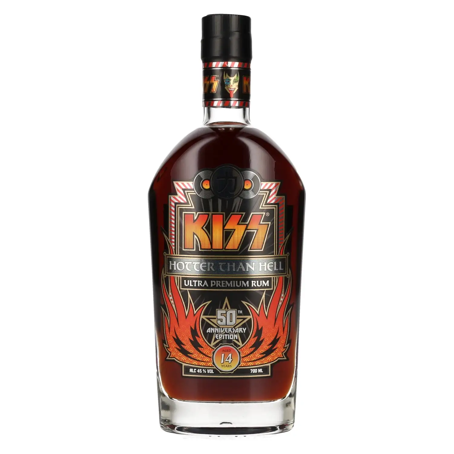 Brands For Fans Kiss Kiss 14 Years Old Hotter than Hell Ultra Premium Rum 50th Anniversary Edition