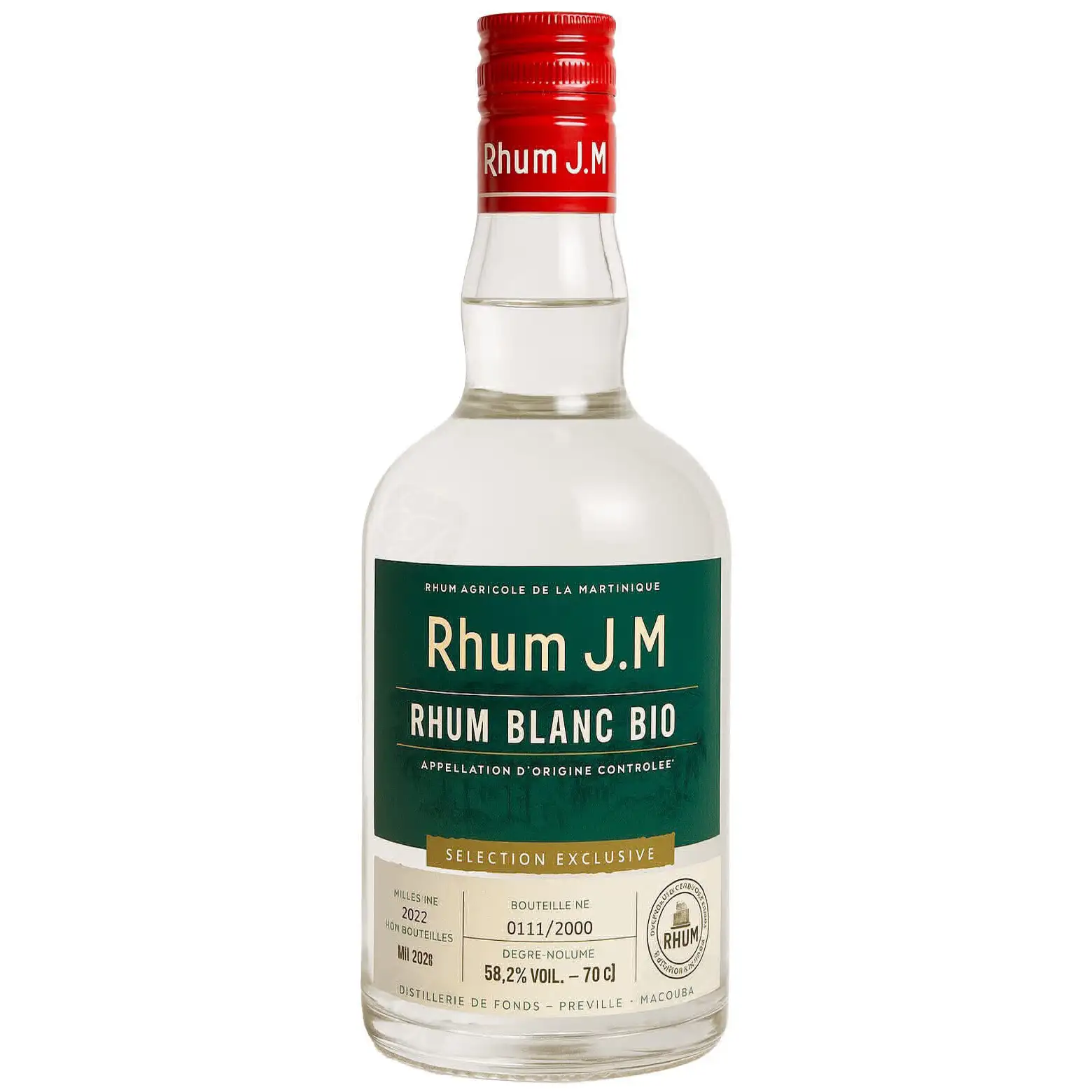 Rhum J.M Rhum Blanc Bio (Cuvée Confrerié du Rhum) 2022