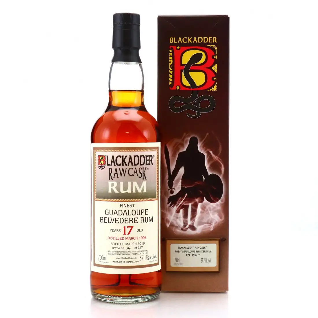 Blackadder Bellevue Raw Cask Rum Finest Guadeloupe Rum Belvedere 1998